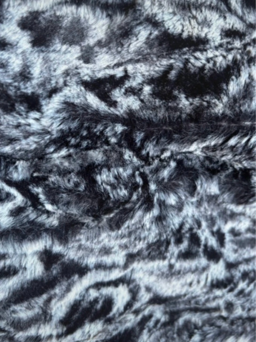 Beautiful Black Gray Faux Fur Fabric Very Soft 29”x39”New